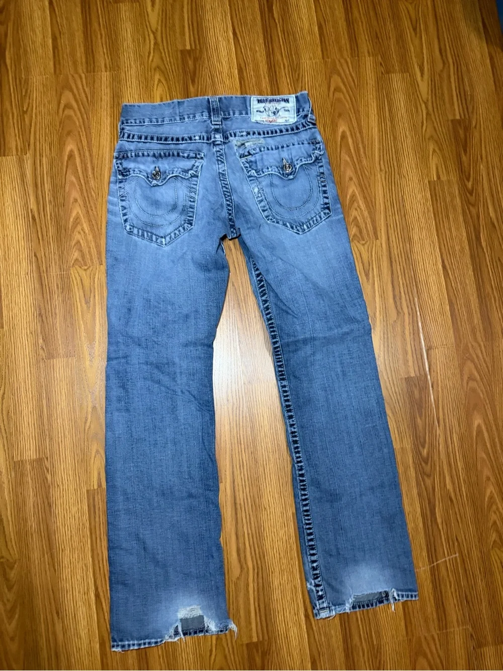 VTG Y2K True Religion Ricky Relaxed Straight Worn Ripped Flap Pocket 31x32